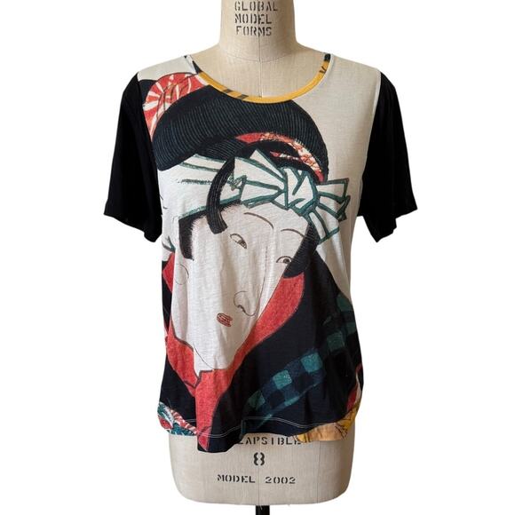 Dries Van Noten Geisha Japanese Print T-Shirt in Multicolor Cotton Size Medium - Picture 1 of 7
